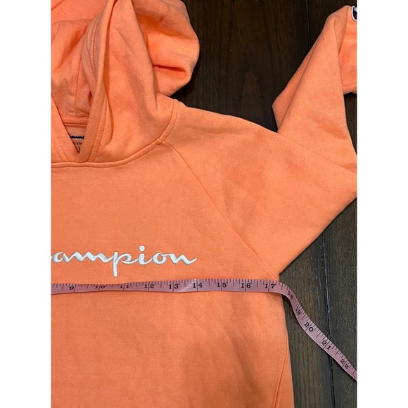 Champion Hoodie Orange Creamsicle Color Embroidered Spellout Womens Large - Picture 5 of 6